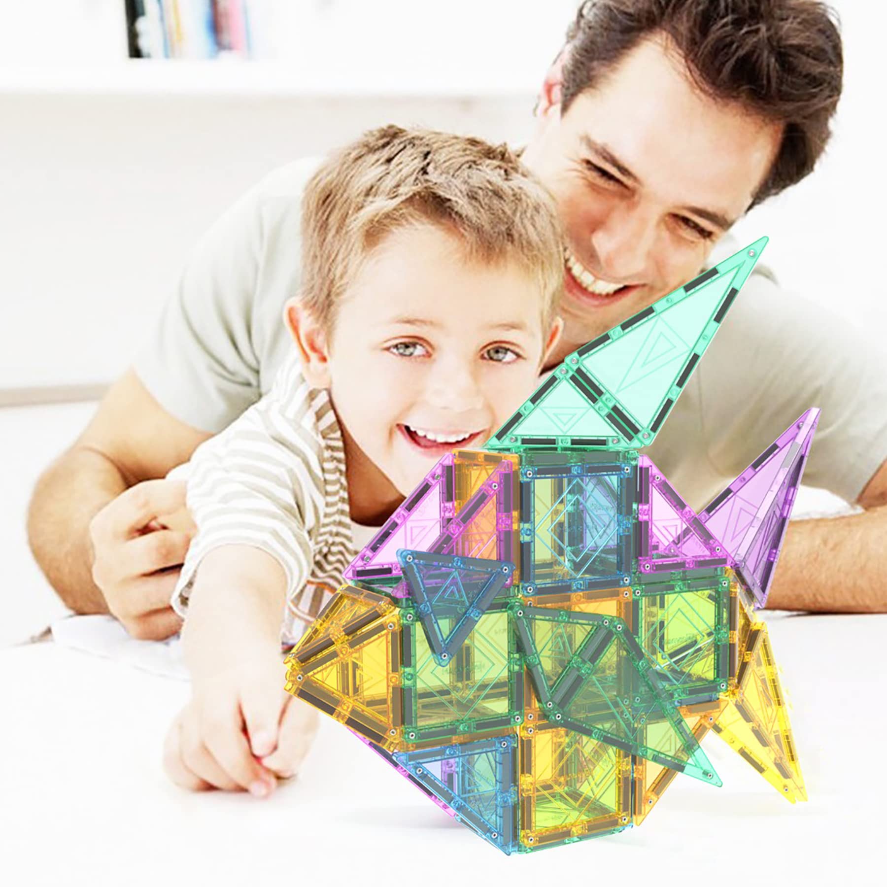 MagVision 34-Piece Magnetic Building Tiles Set - STEM Educational Toys with Extra Strong & Safe Magnets for Kids Ages 3+ | Creative Construction, Early Learning & Sensory Play for Toddlers & Preschoolers