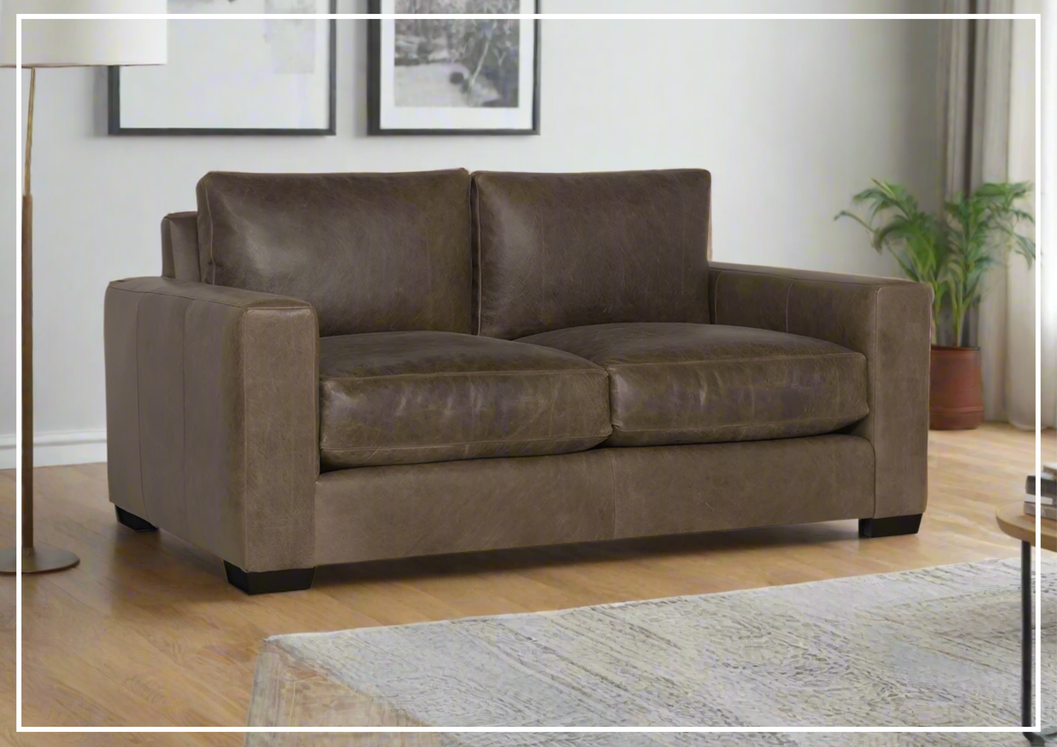 Bernhardt Dawkins Genuine Leather Loveseat with Walnut Finish - Perfect for Living Rooms, Offices & Cozy Spaces