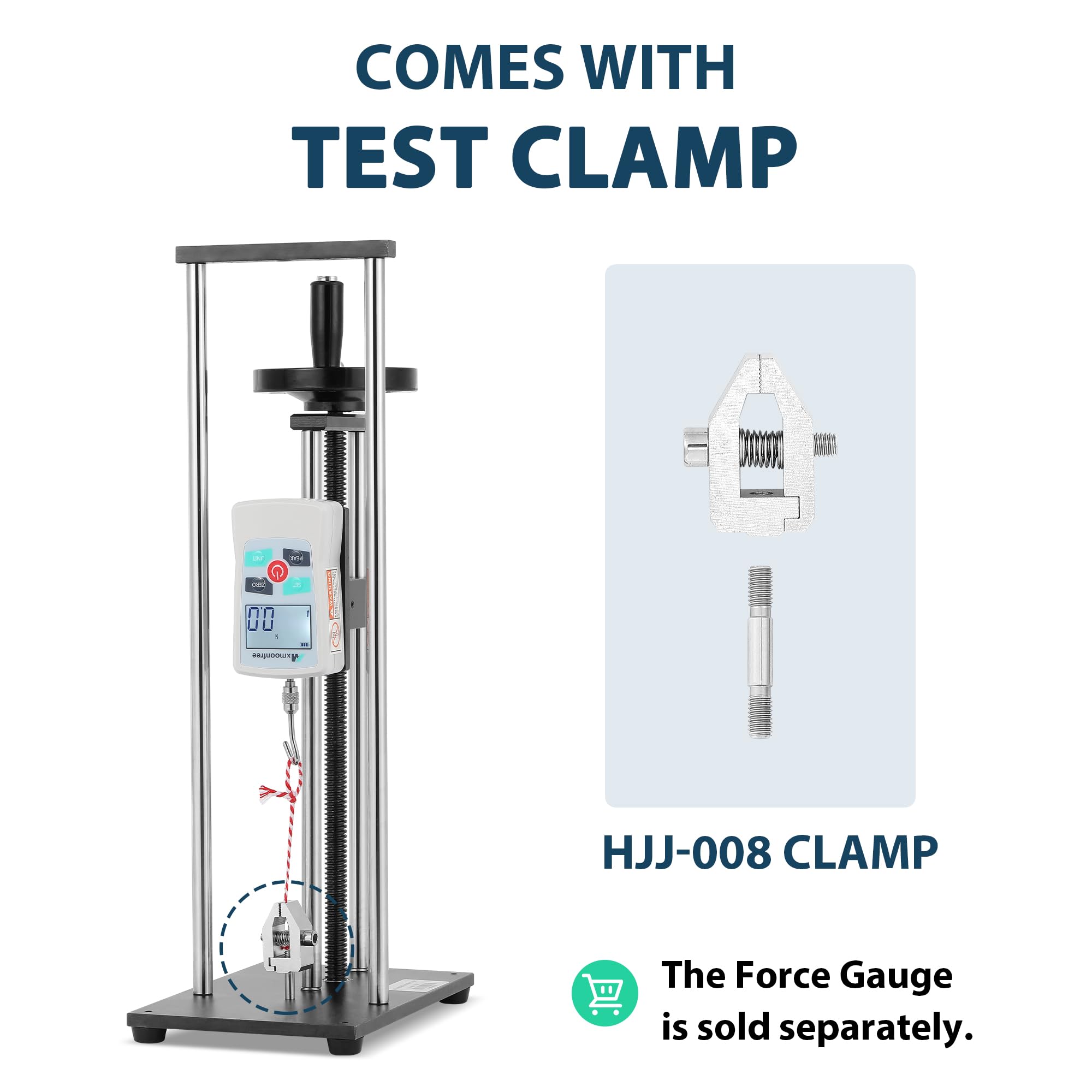Manual Force Test Stand with Hand Wheel & Testing Clamp - 280mm/11'' Stroke Push Pull Gauge Stand (ESD Model) for Electronics Assembly, Quality Control & Material Testing | Force Gauge Not Included
