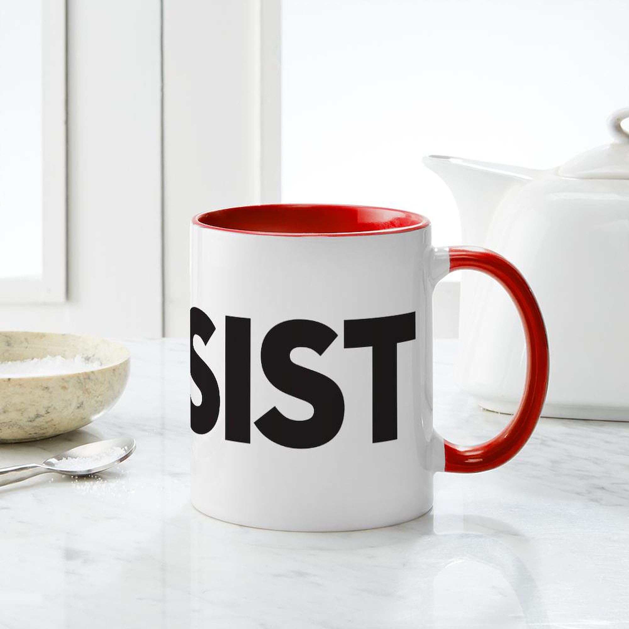 #RESIST 11 oz (325 ml) Ceramic Coffee Mug - White Political Statement Tea Cup with Handle, Perfect for Office, Home & Protest Rallies