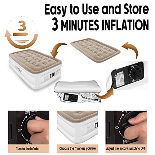 **NXONE Air Mattress - Inflatable Single/Double Airbed with Built-in Electric Pump, High Capacity 550lb - Portable Guest Bed for Home, Camping & Travel - Perfect for Sleepovers, Outdoor Adventures & Emergency Use**