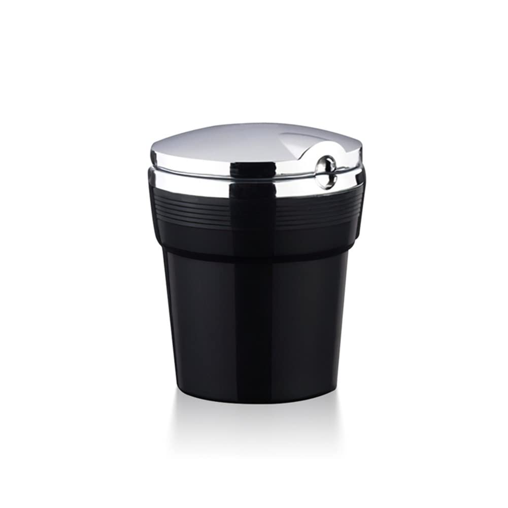 Universal Car Ashtray with LED Lights & Cover - Creative Multi-Functional Car Accessory for Smoke-Free Interior (Black) - Perfect for Road Trips, Commuting & Traveling