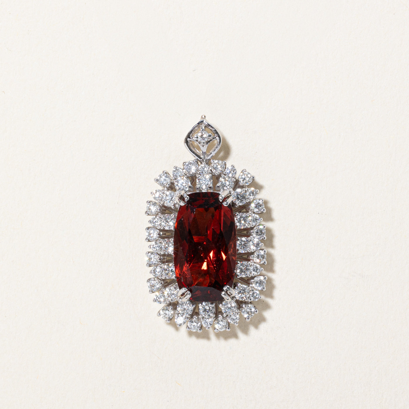 5.33ct Garnet & 1.43ctw Diamond Convertible Pendant & Ring - Size 6.5 | Elegant Jewelry for Weddings, Anniversaries & Special Occasions