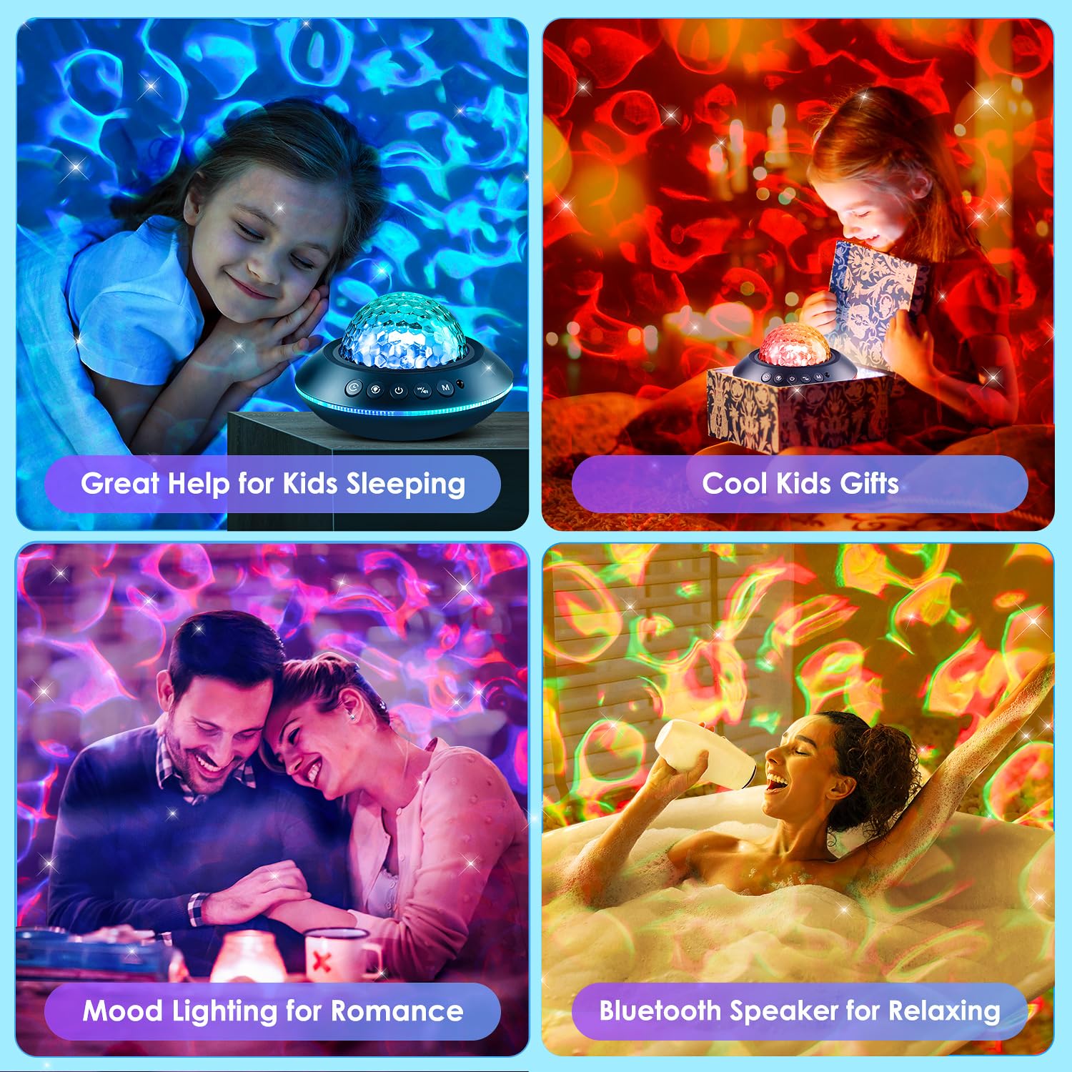 Galaxy Projector for Bedroom - White Noise Machine & Bluetooth Night Light with 360° Ceiling Projection, Remote Control & Timer | Perfect for Relaxation, Sleep Aid, Meditation, and Kids Room Decor
