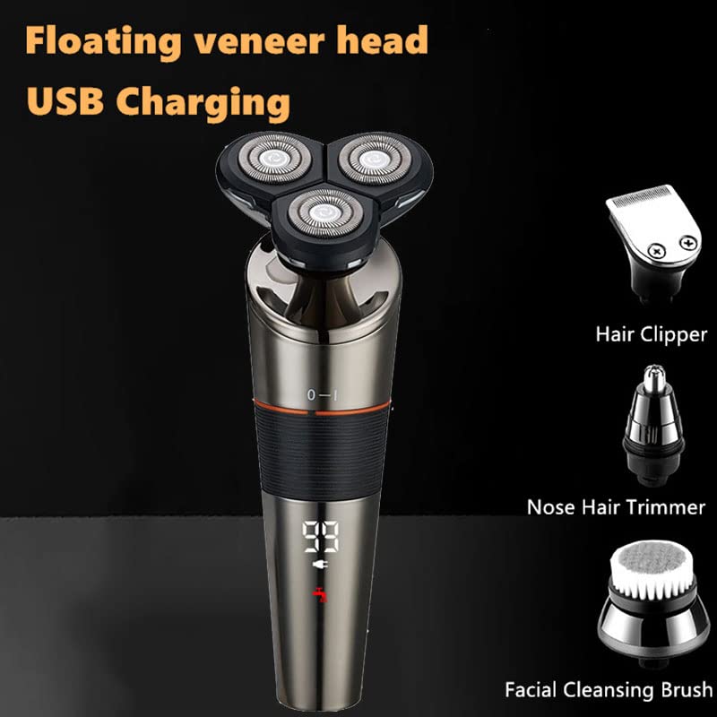 Professional 4-in-1 Electric Razor for Men - Rechargeable Beard Trimmer, Hair Clipper & Shaver with LCD Display - Perfect for Home Barbering & Travel Grooming