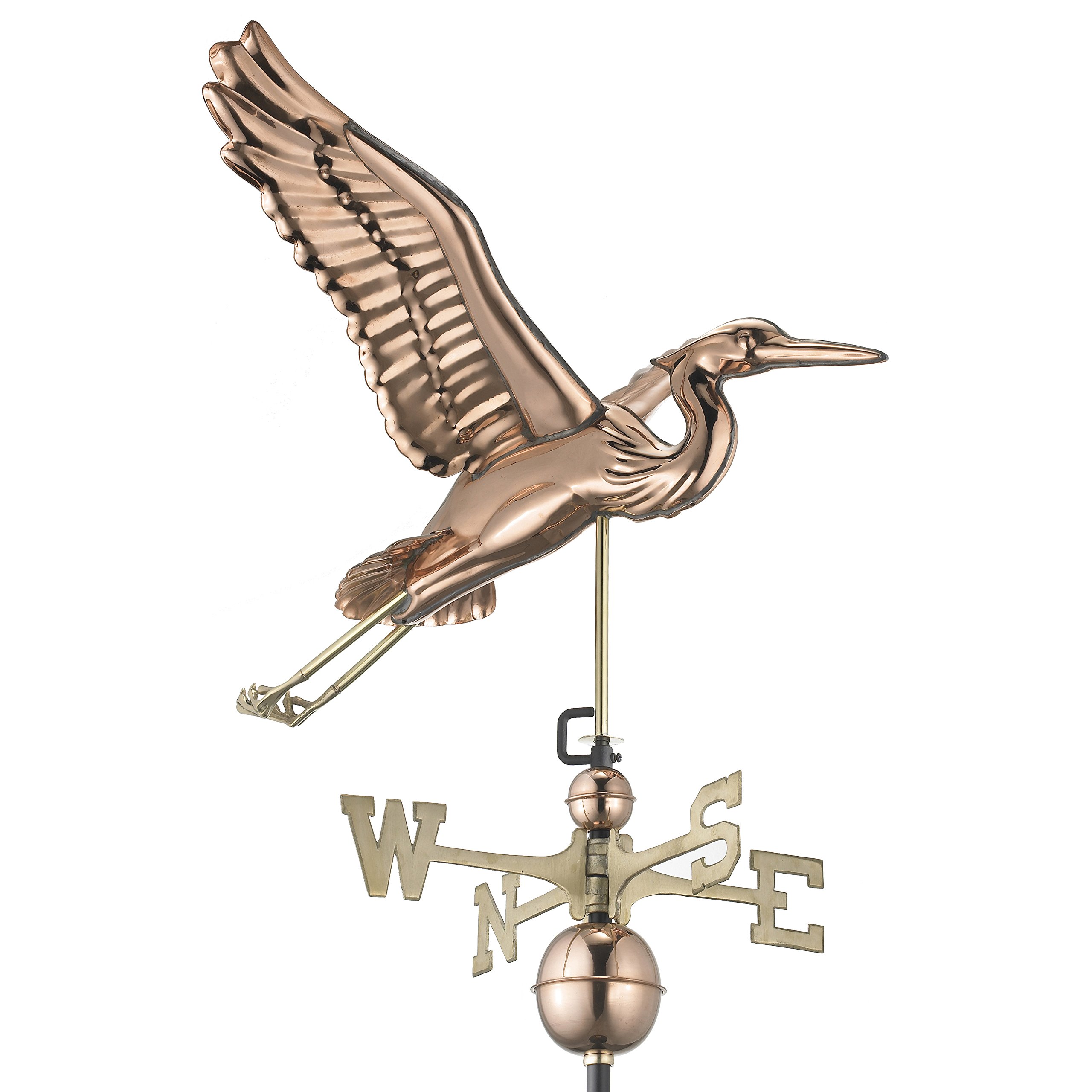 Handcrafted Blue Heron Weathervane in Pure Copper - Elegant Garden & Roof Decor for Outdoor & Farmhouse Style