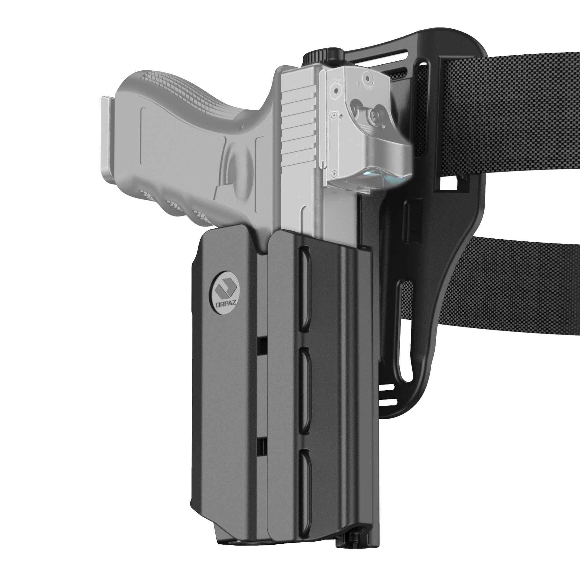 Orpaz T40 Left-Handed Light Bearing Holster - Adjustable Modular Tactical Holster Compatible with Most Pistols, Flashlights, Lasers & Optics | Perfect for Concealed Carry, Duty Use & Range Training