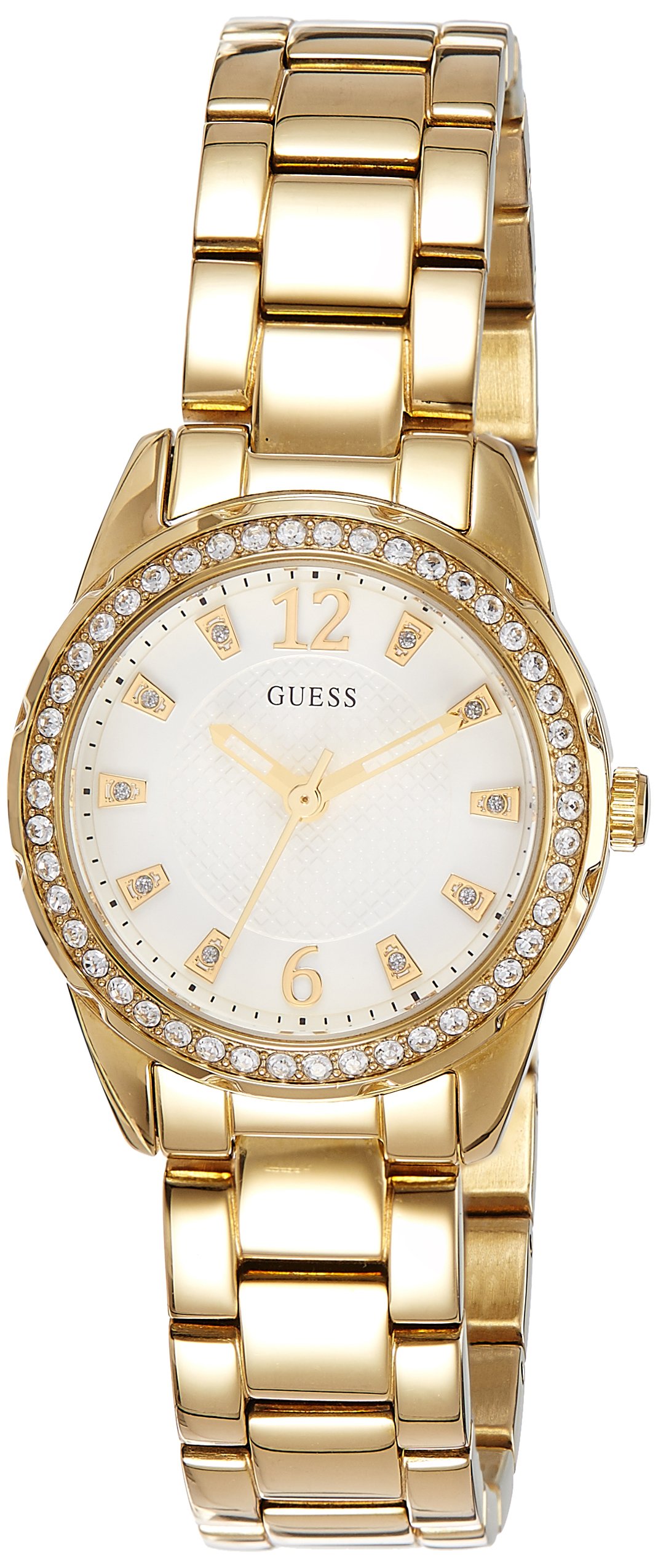 Guess DESIRE W0445L2 28mm Gold-Tone Stainless Steel Women's Watch with Mineral Crystal - Elegant Timepiece for Office, Party & Everyday Wear