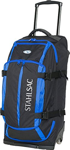 Stahlsac by Bare Curacao Waterproof Rolling Dive Gear Duffel Bag - Travel Scuba Diving Equipment Storage for Beach, Pool & Boat Trips (Black/Blue)