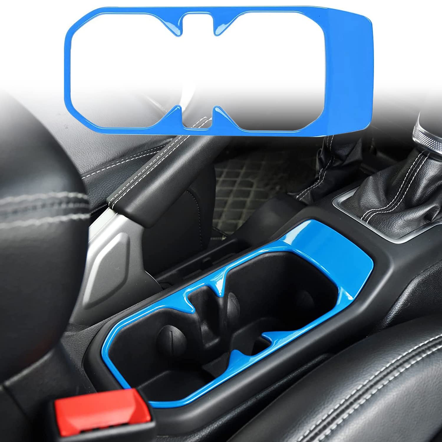 RT-TCZ JL Front Cup Holder Trim Cover - Light Blue Interior Accessories Compatible with Jeep Wrangler JL/JLU & Gladiator JT (2018-2024) | Premium Upgrade for Car Organization & Stylish Protection
