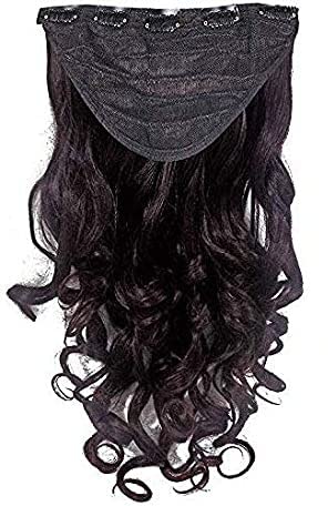 Glan 5 Clips Curly Wavy Synthetic Hair Extensions - 30g Voluminous Thick Natural Black/Brown Hairpiece for Women & Girls | Perfect for Daily Styling, Cosplay & Special Occasions