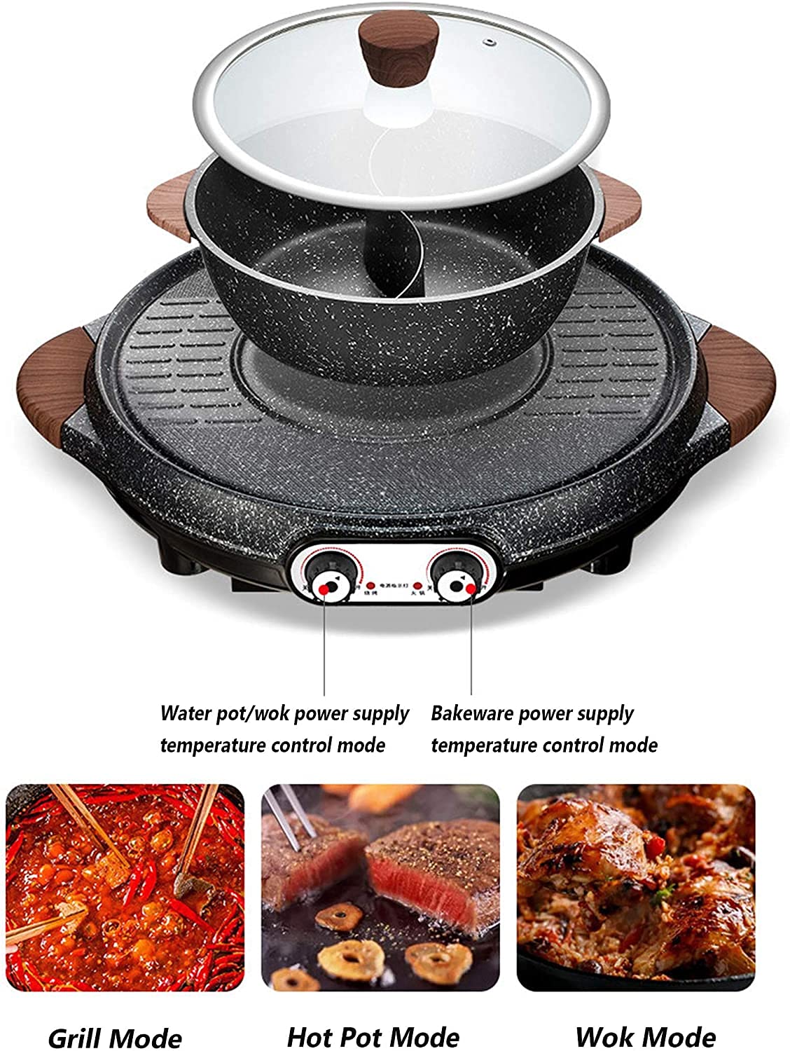 Electric BBQ Hot Pot & Shabu Grill - 2-in-1 Non-Stick Electric Pan for Indoor Cooking, Perfect for Family Gatherings & Asian Hot Pot Parties