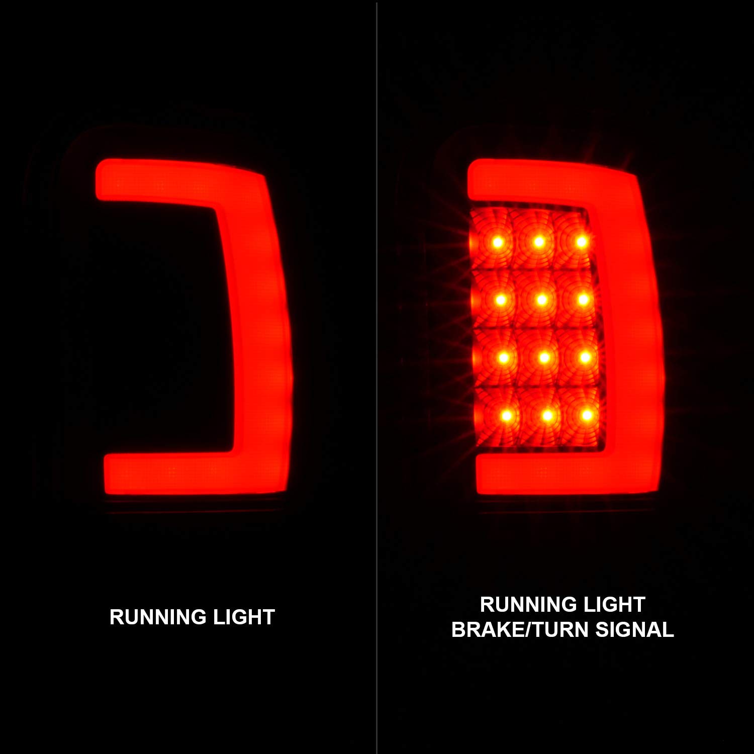1994-2001 Dodge Ram 1500/2500/3500 Truck Black Smoke C-Bar LED Tail Lights - Pair (Left & Right) - High Visibility Replacement for Improved Safety - Perfect for Night Driving & Off-Road Adventures