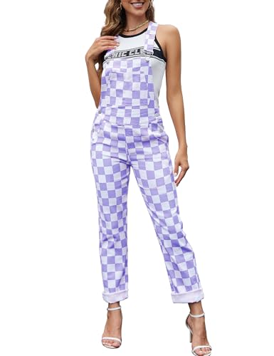 Overalls for Women - Purple Checkered