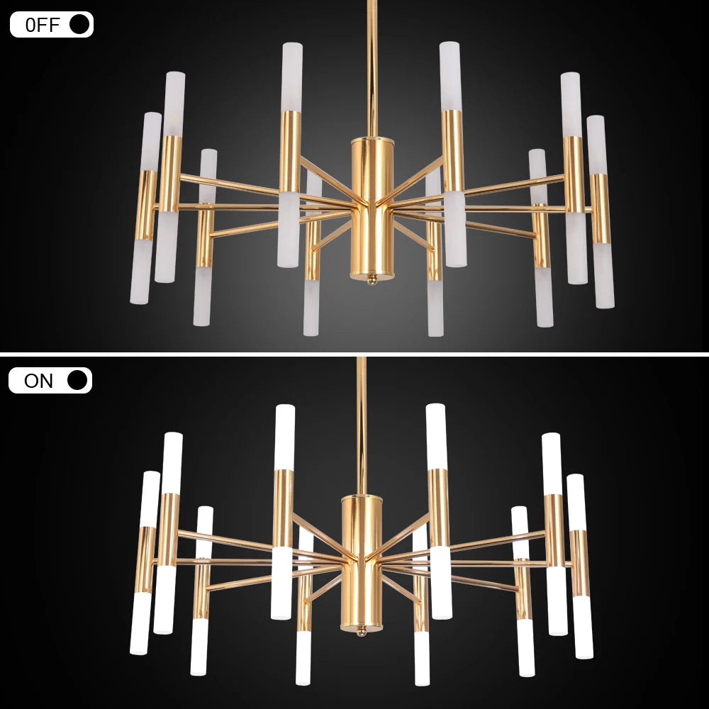 Alissa 20-Light Modern Golden Sputnik Chandelier - Elegant Ceiling Lighting Fixture for Dining Room, Living Room & Bedroom Decor
