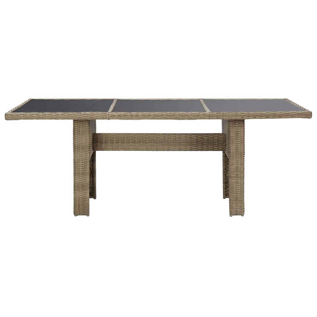 Outdoor Dining Table with Glass Top & Poly Rattan Frame, 78.7