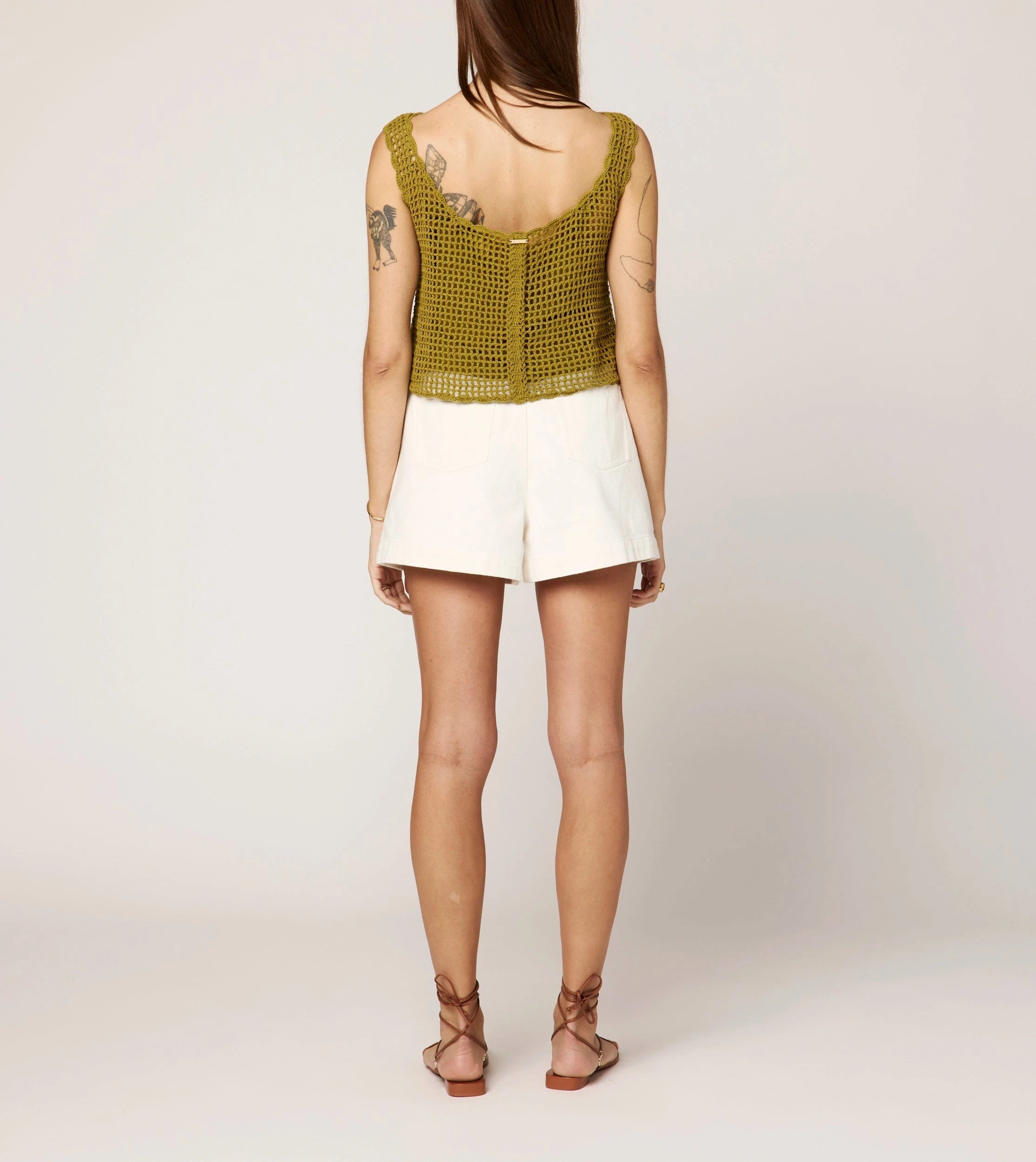Caylee Crochet Top for Women - Elegant Moss Green Summer Boho Blouse | Perfect for Beach Vacations, Music Festivals & Casual Outings