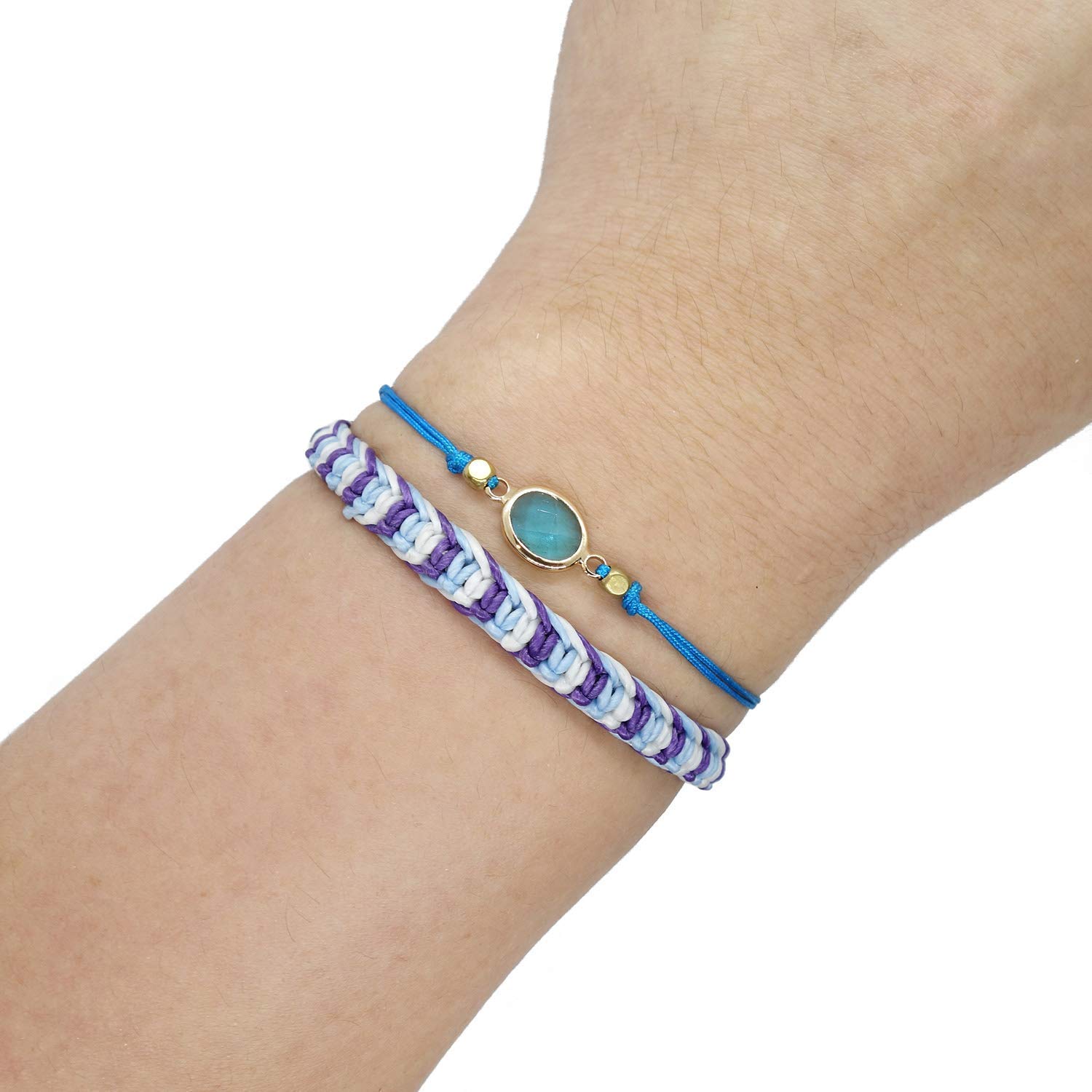 Beauty Of Dreams Adjustable Blue Gemstone Bracelets Set of 2 - Elegant Stackable Jewelry for Women, Perfect for Parties, Weddings & Everyday Wear