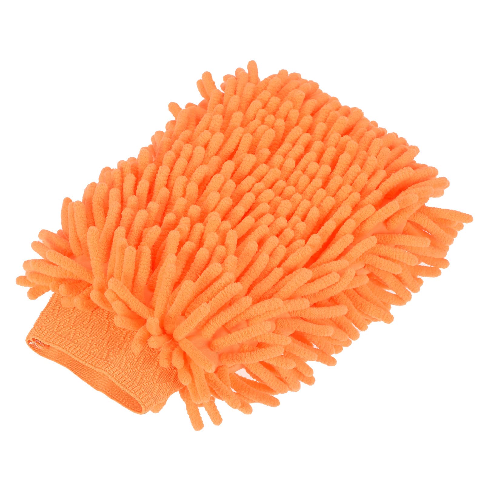 Meccanity Microfiber Soft Chenille Wash Mittens - Double Sided Cleaning Gloves for Dusting, Washing Cars & Household Cleaning (Orange) - Perfect for Kitchen, Bathroom & Auto Detailing