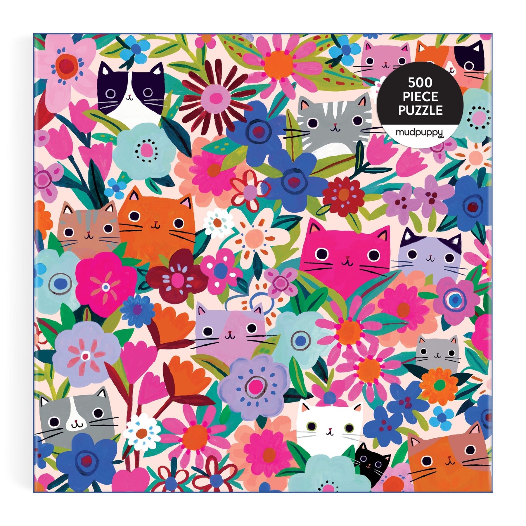 Blooming Cats 500 Piece Jigsaw Puzzle - Colorful Floral Cat Puzzle for Adults & Teens - Perfect for Family Game Night & Relaxation Therapy