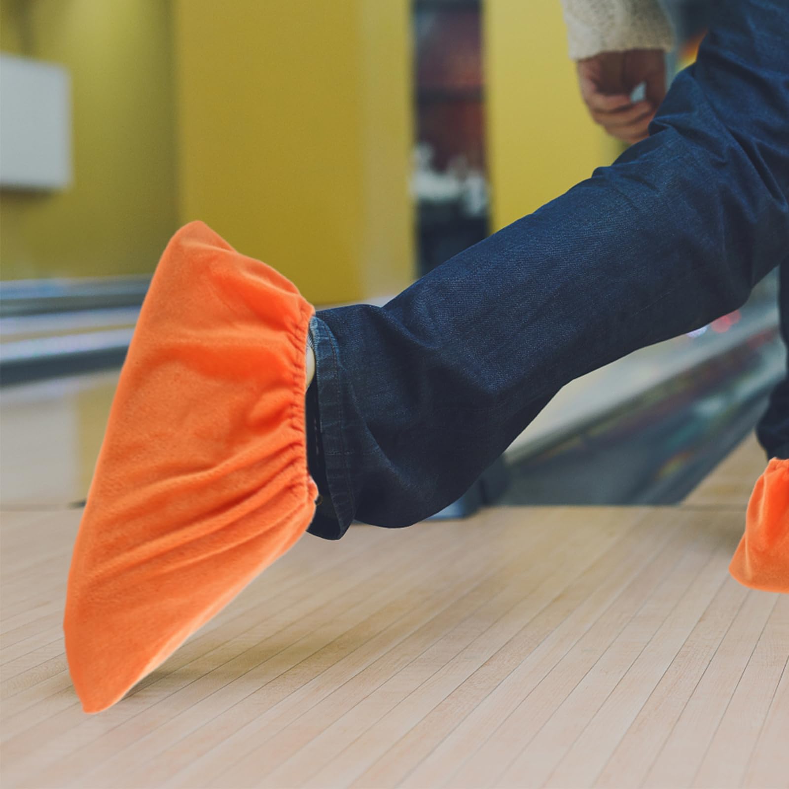 VANZACK Non-Slip Bowling Shoe Covers - 2 Pairs Shoe Protector Sliders for Men & Women (Orange) | Perfect for League Play & Bowling Alley Use