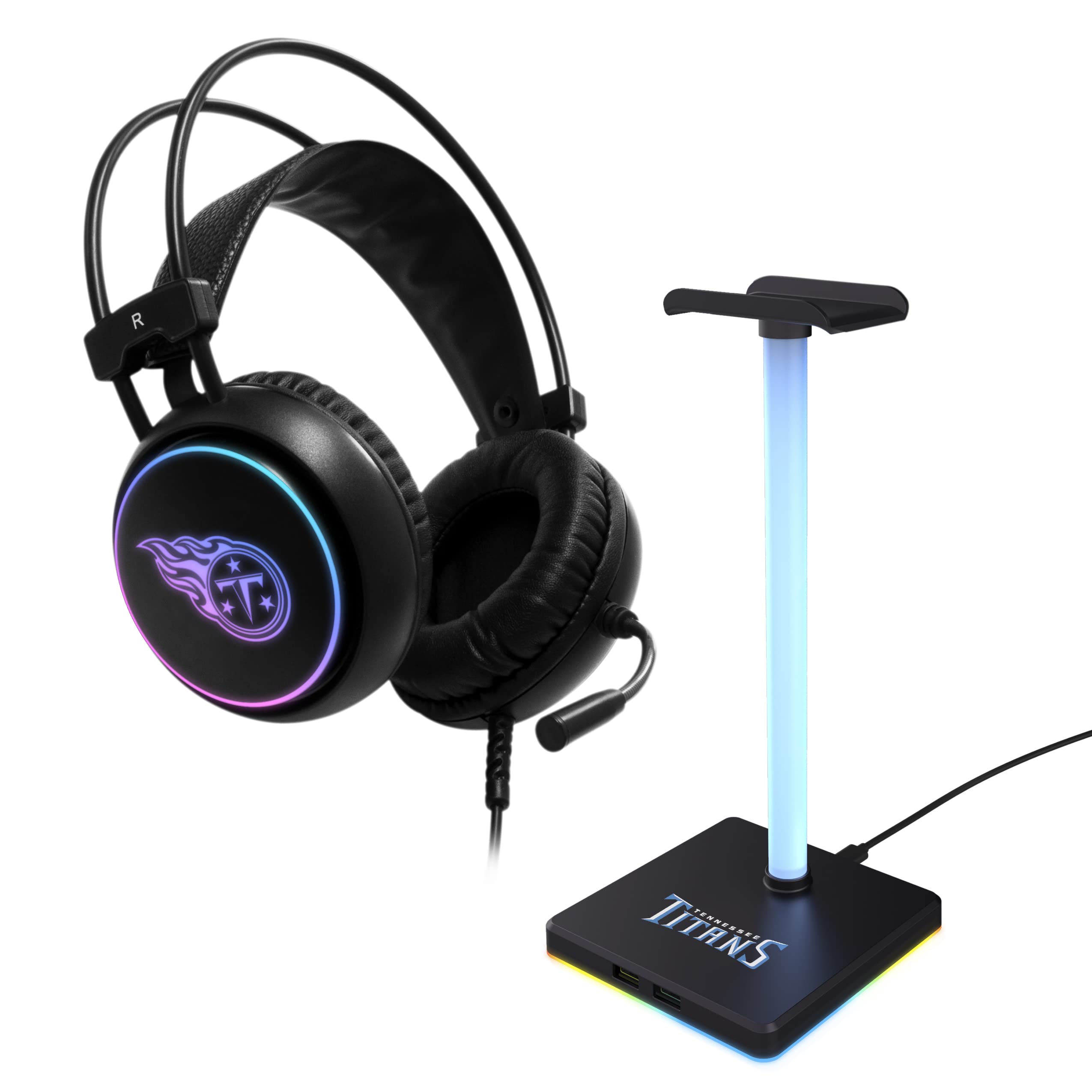 SOAR NFL LED Gaming Headset with Stand - Wireless Bluetooth Headphones with Microphone, Noise Cancelling for PC/PS5/Xbox - Perfect for Gaming, Streaming & Sports Fans