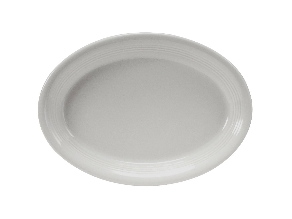 Tuxton China CWH-1142 White Ceramic Oval Coupe Platter - 11.5