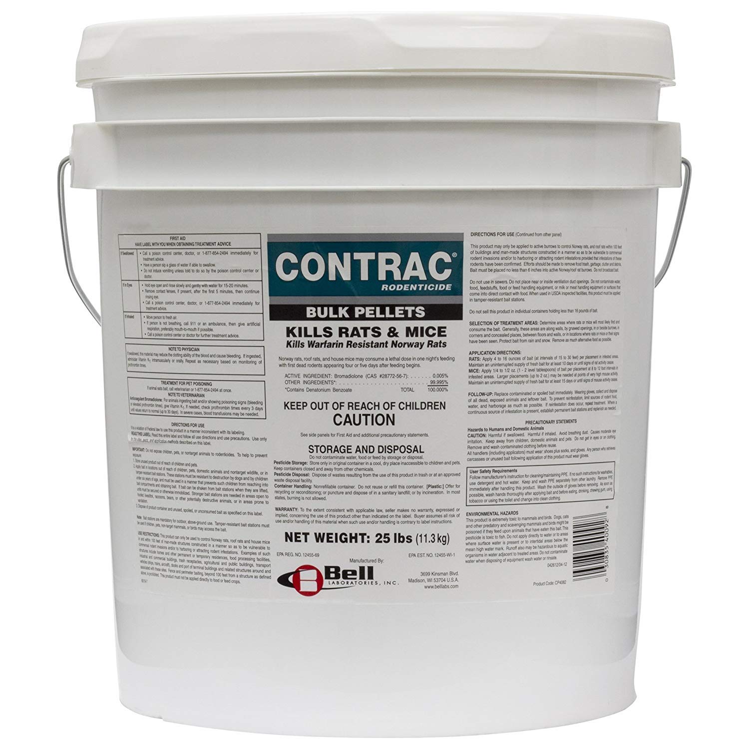 Contrac Bulk Pellets - 25 lbs Rodent Control Bait Bucket for Home, Garage & Warehouse Pest Prevention