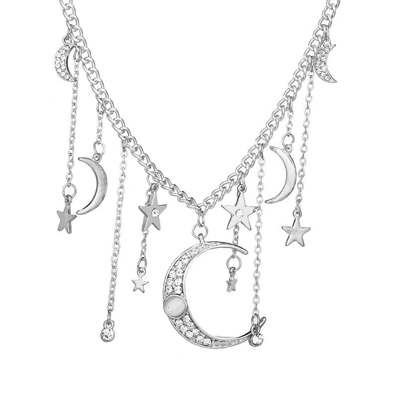Moon and Star Pendant Necklace for Women - Elegant Celestial Jewelry - Perfect for Date Nights, Gifts & Boho Fashion