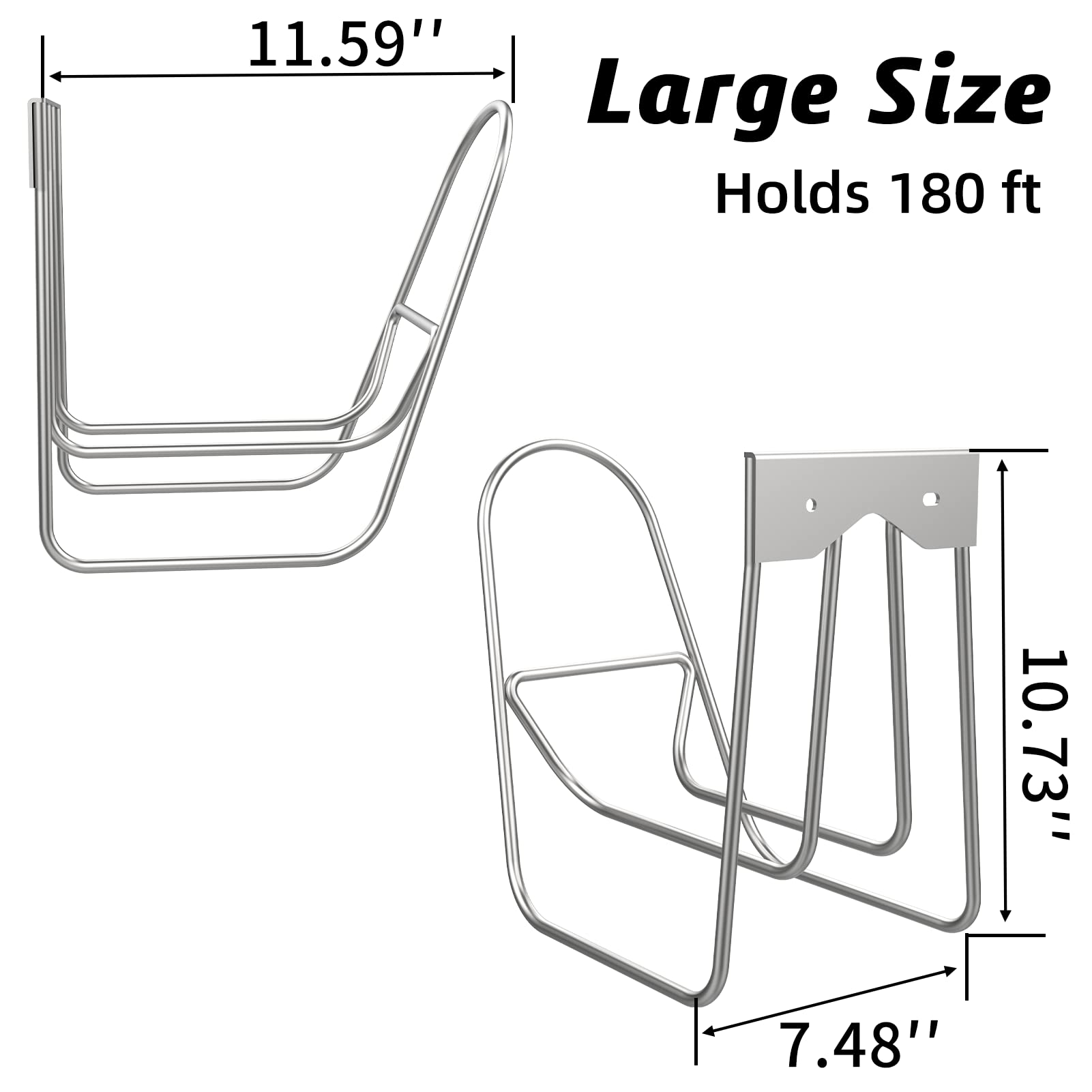 Heavy Duty Garden Hose Holder - Large Wall Mount Hose Reel Hanger for Outdoor Use, Rust-Free Water Hose Organizer Holds Up to 180ft - Perfect for Yard, Lawn, and Garden Watering Systems
