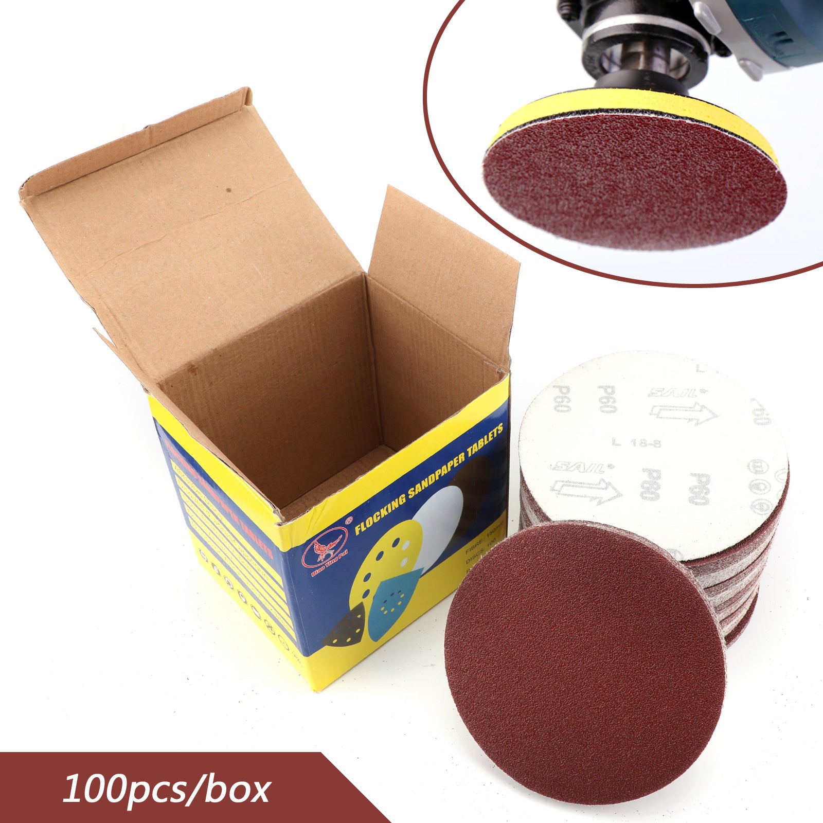 100PCS 6-Inch Hook & Loop Sanding Discs, 40-2000 Grit Sandpaper Sheets for Woodworking, Metal Polishing & Automotive Sanding - Multi-Purpose Abrasive Discs for Orbital Sanders