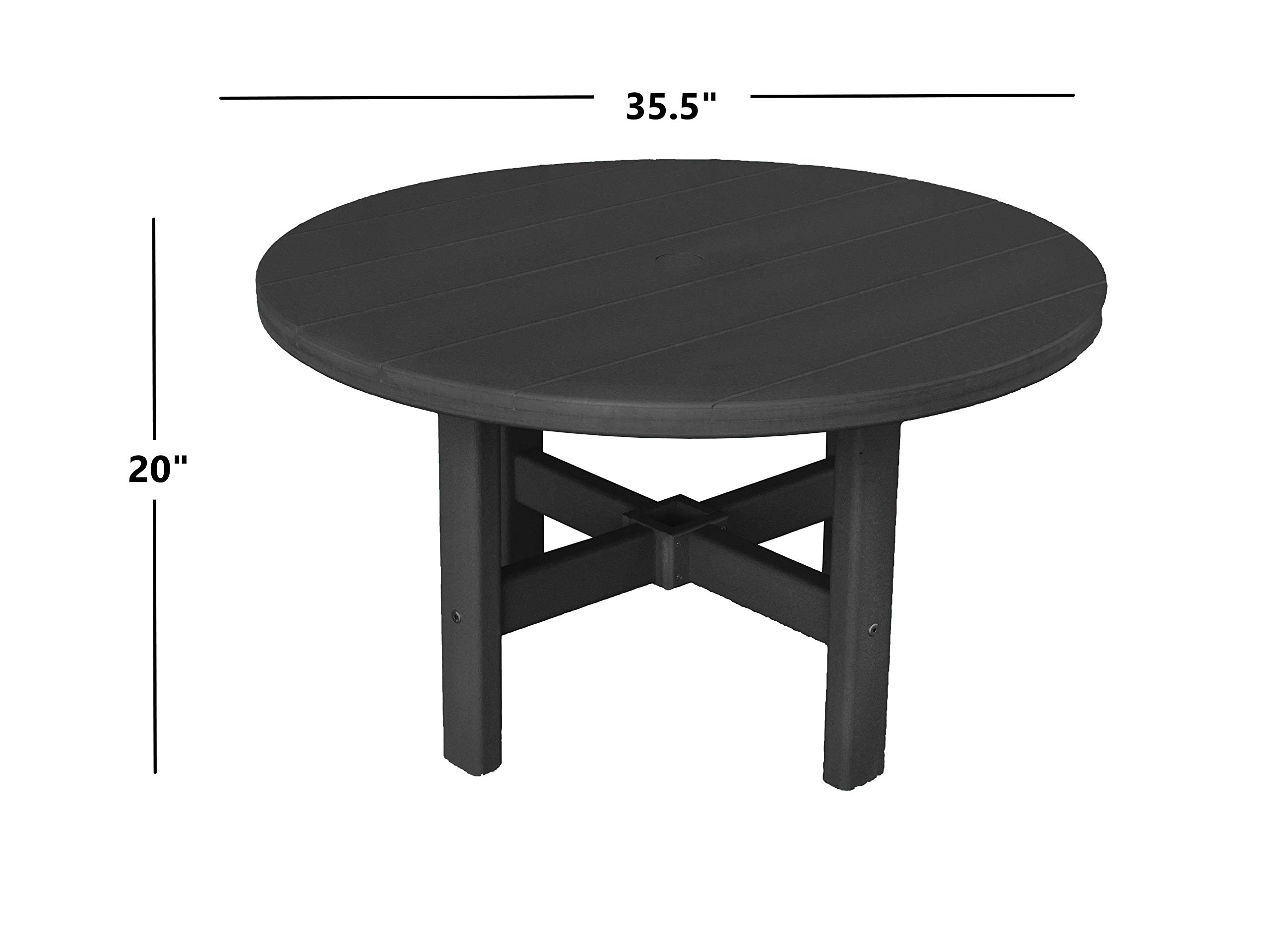 Phat Tommy Round Outdoor Coffee Table - Durable Poly Resin All-Weather Patio Furniture - Small Black Garden Table for Backyard, Poolside & Deck Use