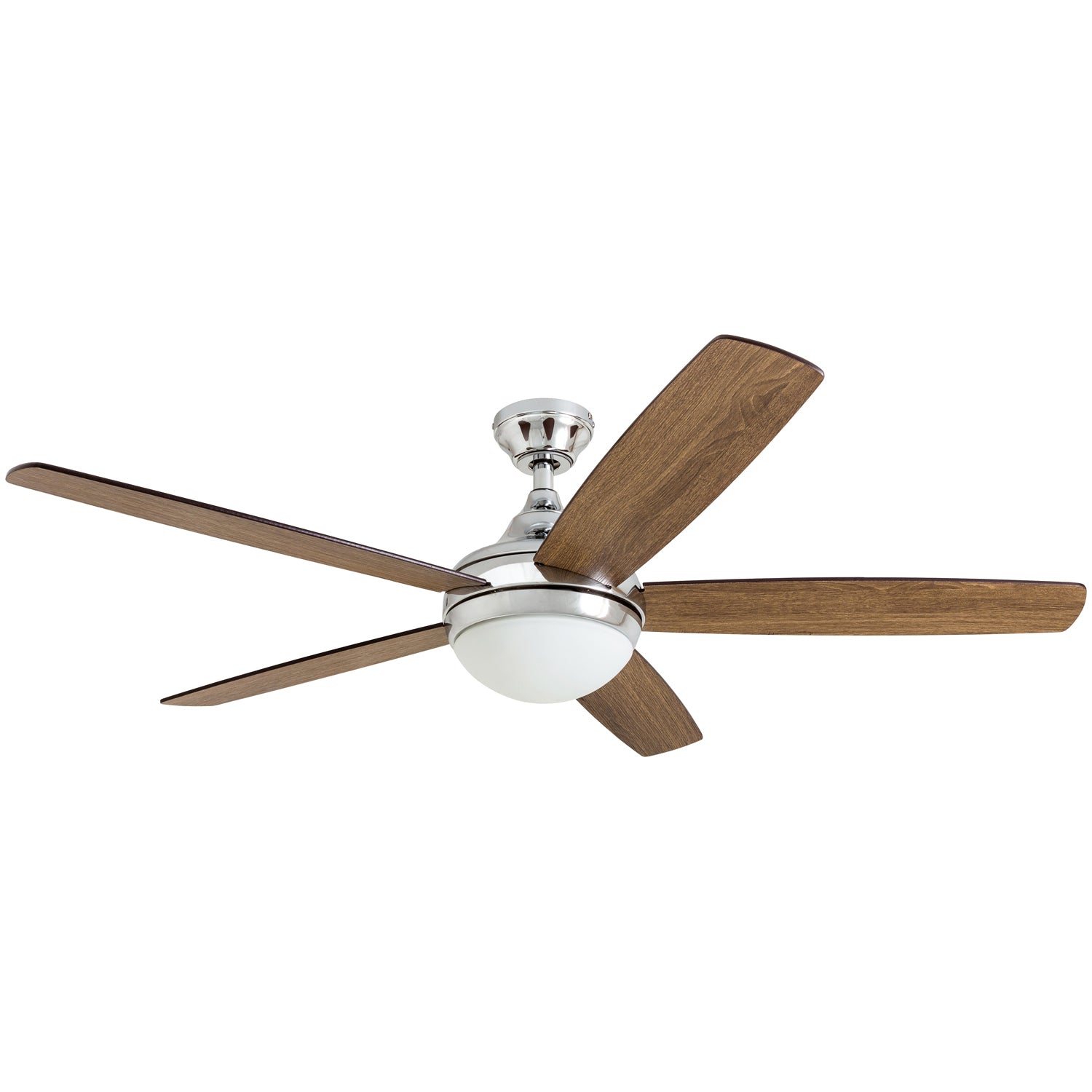 52 Inch Ashby Chrome Remote Control Ceiling Fan with Light Kit - Modern Indoor/Outdoor Cooling for Living Room, Bedroom, or Patio