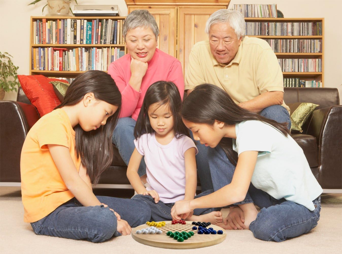 Premium All-Natural Wood Chinese Checkers Board Game Set with 60 Wooden Marbles - Classic Strategy Game for Family Game Night, Kids Learning & Indoor Entertainment by Brybelly (1-Pack)