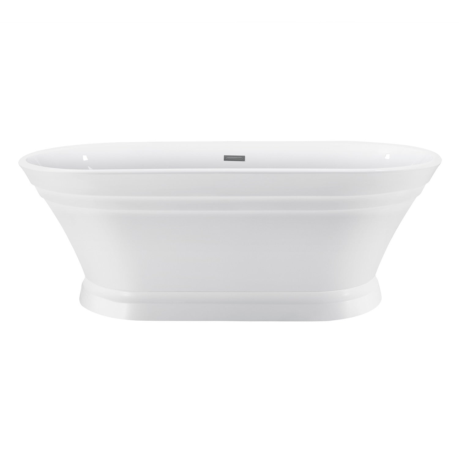 Aqua Eden 67-Inch Acrylic Oval Double-Ended Freestanding Bathtub - Glossy White Pedestal Soaking Tub with Drain (No Faucet Holes) | Luxury Bathroom Centerpiece for Spa-Like Relaxation