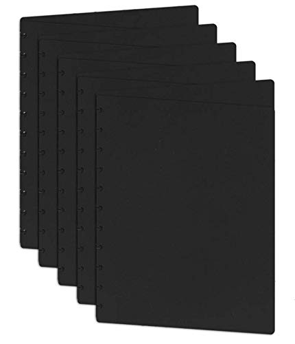 Premium Black Discbound Notebook Covers - Letter Size Poly Set of 5 | Refillable Planner System for Office, School & Bullet Journaling