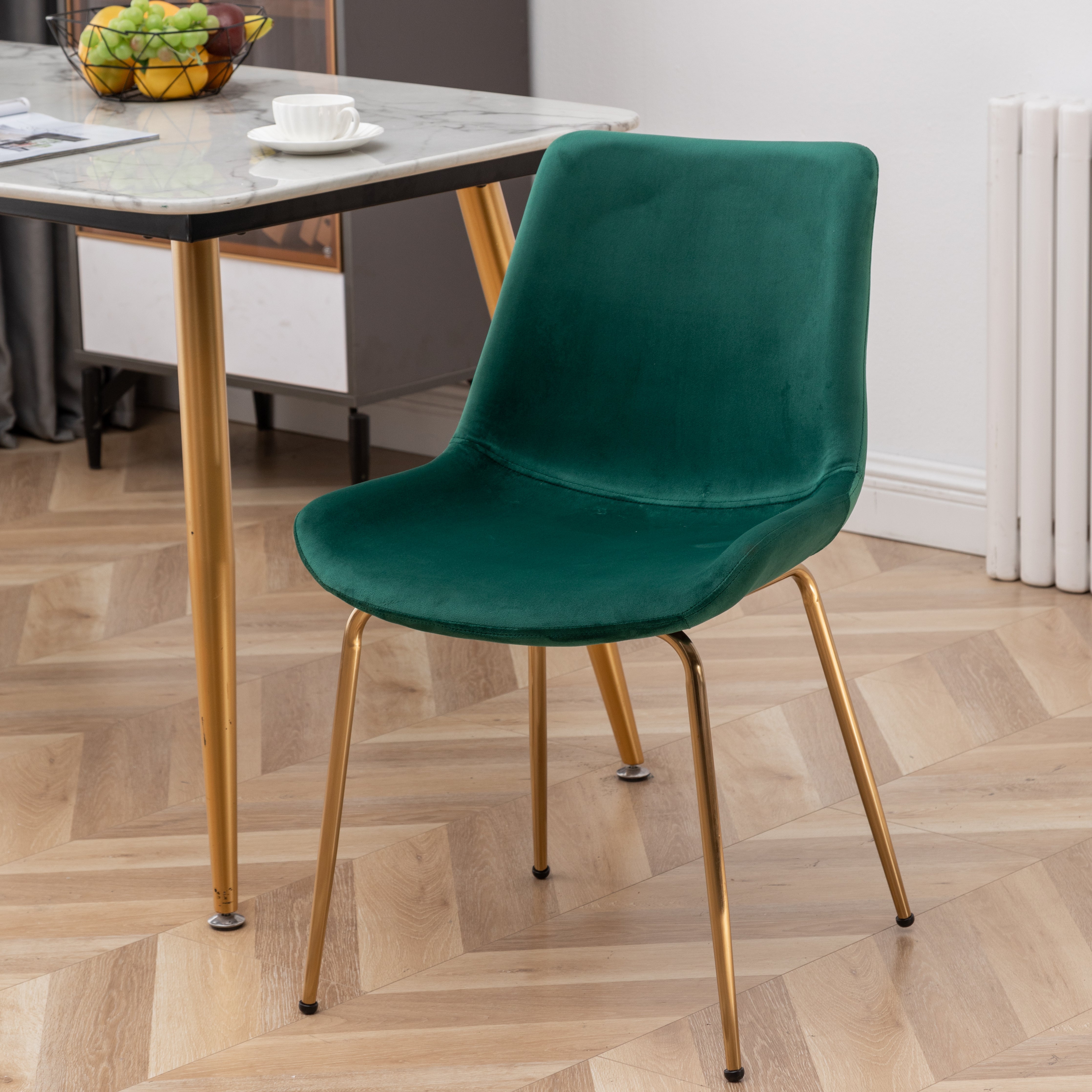 Roundhill Furniture Aufurr Modern Velvet Dining Chairs, Set of 2 - Mid-Century Style Upholstered Side Chairs for Dining Room, Kitchen, or Office