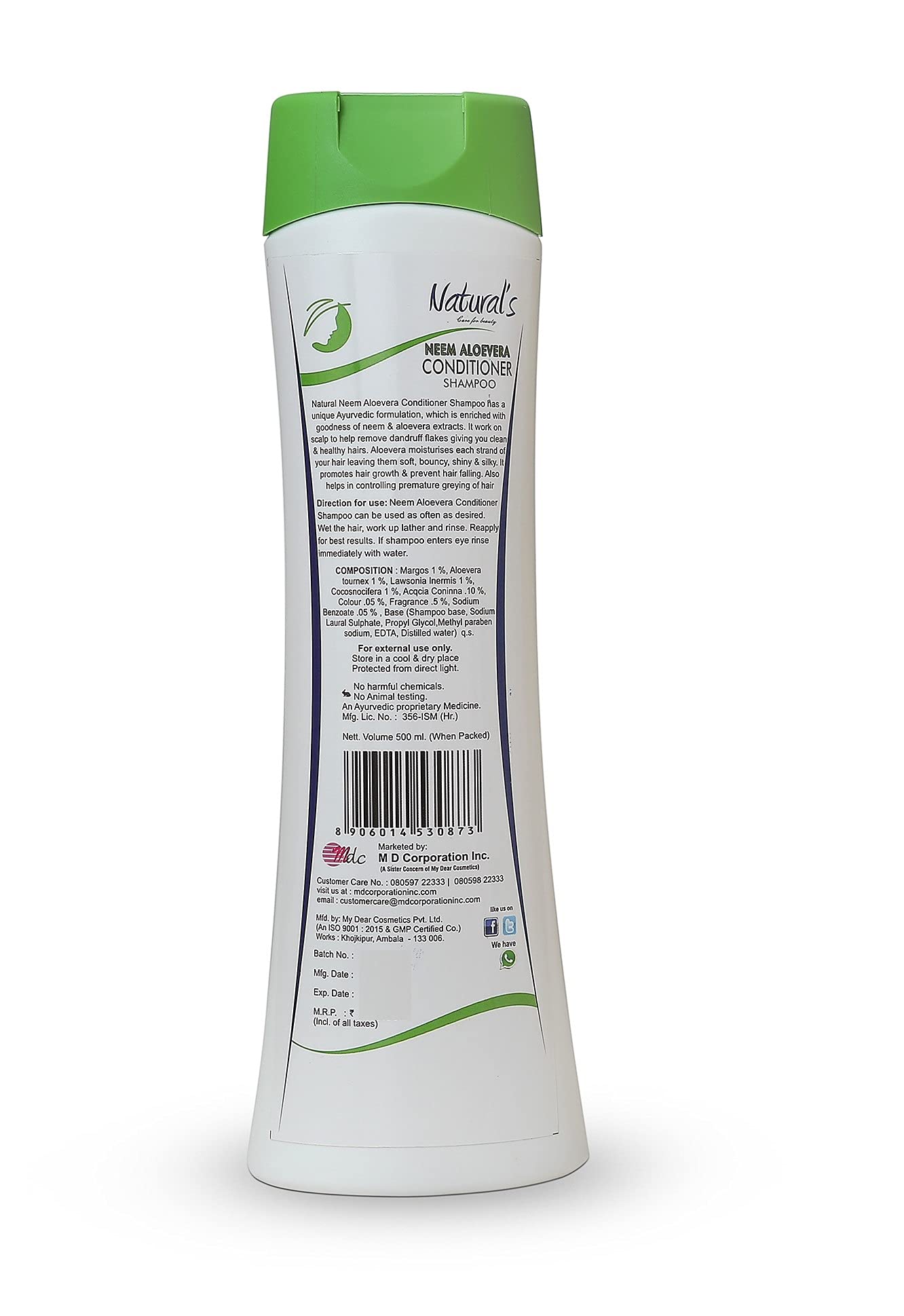 Natural Neem & Aloe Vera Shampoo & Conditioner for Hair Growth | Controls Hair Fall | Moisturizes Dry & Frizzy Hair (500ml) - Perfect for Daily Hair Care & Scalp Nourishment