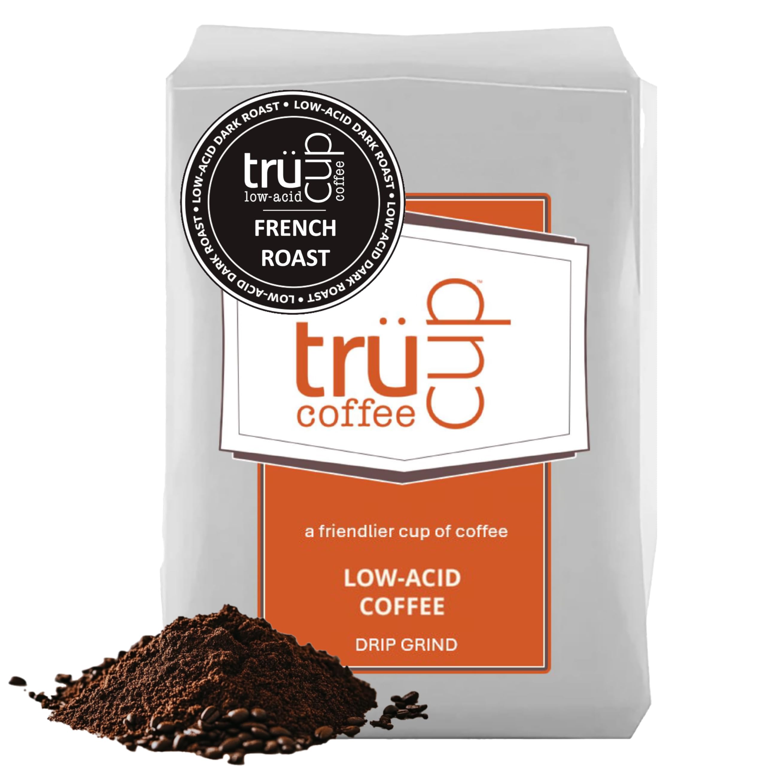 Trücup Low Acid Coffee, French Roast Ground Coffee - 80oz Drip Grind, Natural Water & Steam Process with 60% Less Acid, Smooth Flavor, Stomach-Friendly, Rich in Antioxidants | Perfect for Sensitive Stomachs, Morning Brew & Office Use