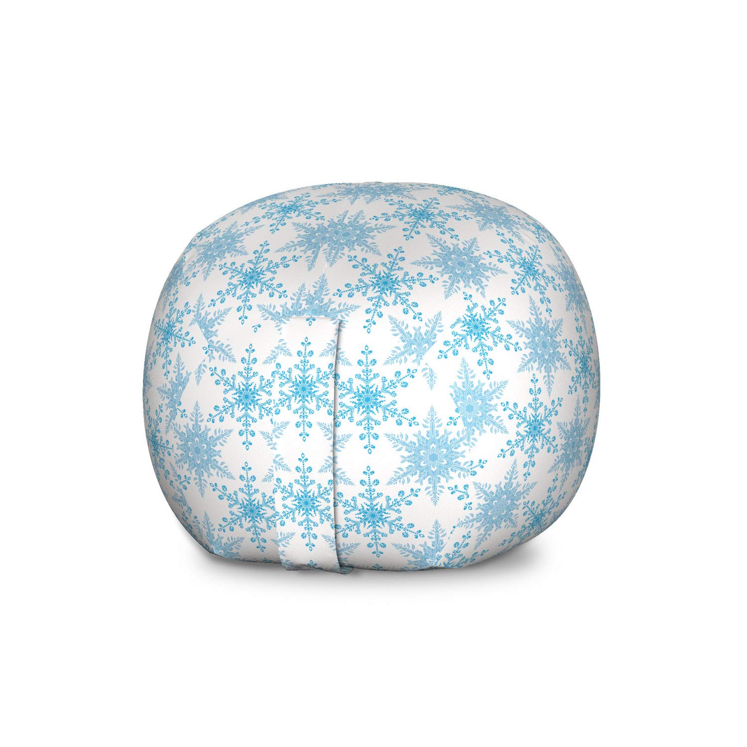 Ambesonne Snowflake Storage Toy Bag Chair - Large Washable Stuffed Animal Organizer with Winter Snowfall Print in Sky Blue - Perfect for Kids' Room, Nursery, and Playroom Organization