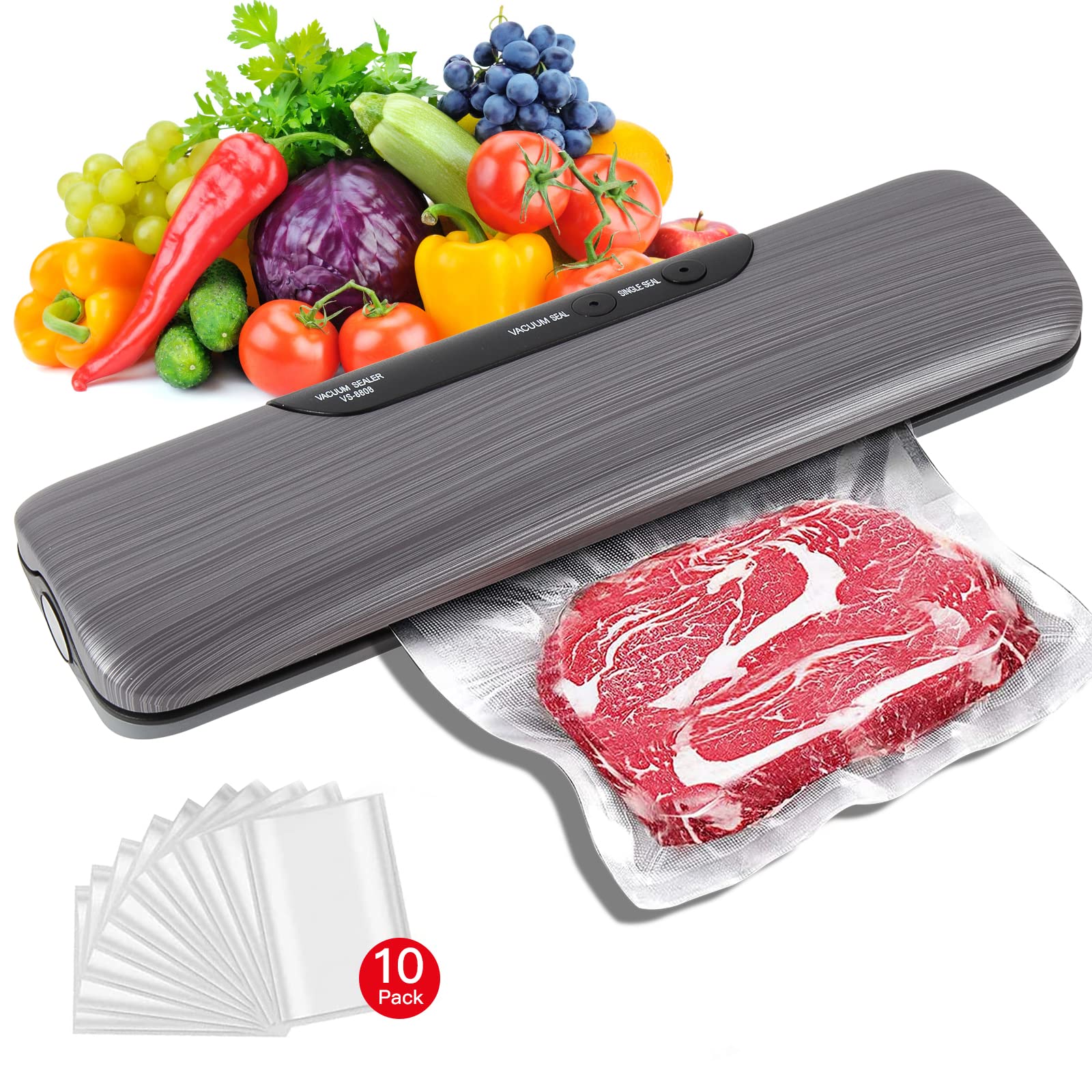 ONECIRCLE Vacuum Sealer Machine for Kitchen - Automatic Food Sealer with Vacuum Sealing System | Perfect for Food Preservation, Meal Prep & Sous Vide Cooking | Compact & Easy to Use for Home, RV & Camping