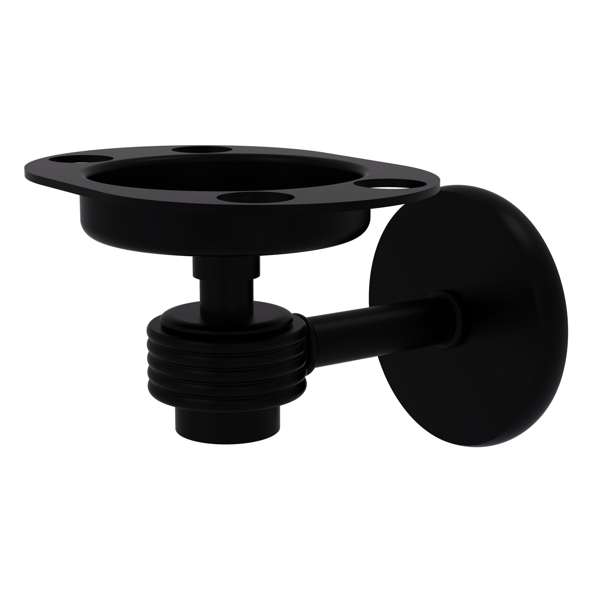 Allied Brass 7126G-BKM Matte Black Satellite Orbit One Tumbler and Toothbrush Holder with Groovy Accents - Perfect for Bathroom Countertop Organization and Modern Home Decor