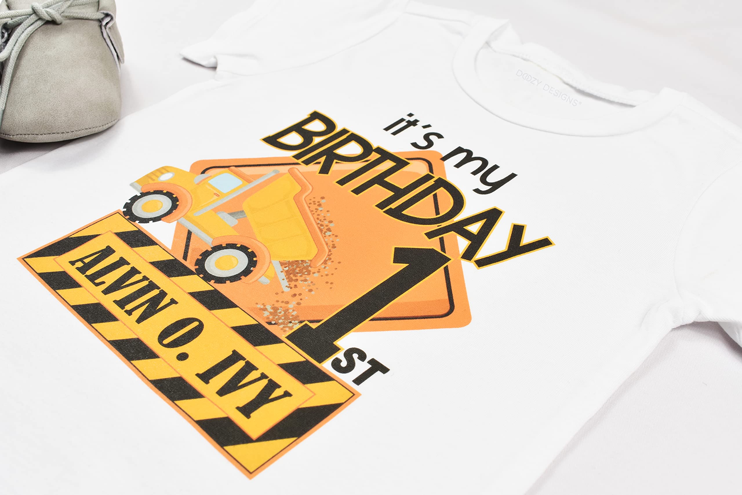 Baby Boy's First Birthday Outfit - Dump Truck Themed 'The Big One' 2T Short Sleeve Bodysuit | Perfect for 1st Birthday Photos, Cake Smash & Special Celebrations