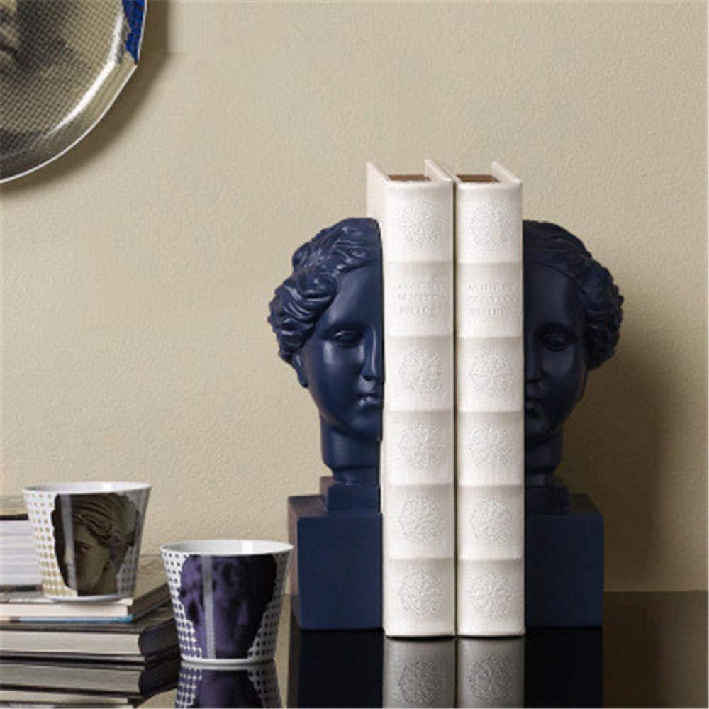 Roman Mythology & Norse Style Goddess Head Resin Bookends - Office Desktop Decoration, Creative Book Ends for Home & Study Room Decor - Perfect for Bookshelves, Desks, and Gift Giving