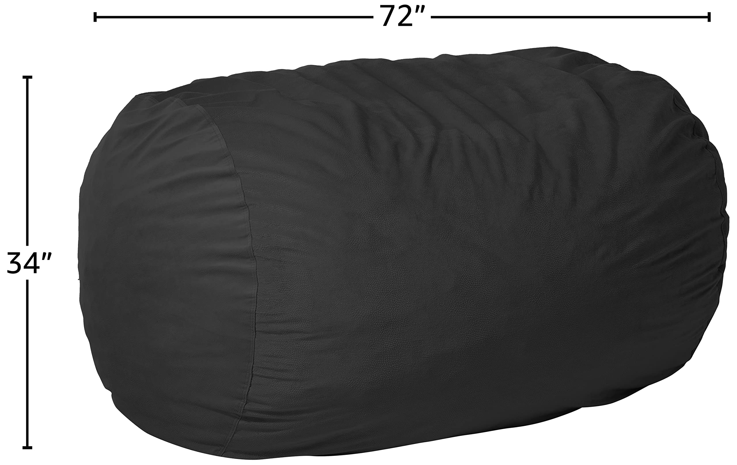 6-Foot Chill Sack Bean Bag Chair Cover in Dark Gray Pebble - Perfect for Living Rooms, Game Rooms & Dorm Lounging