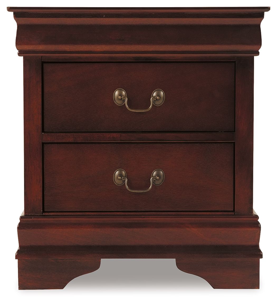 Alisdair Reddish Brown Two Drawer Night Stand - Solid Wood Bedside Table with Storage for Bedroom, Living Room, and Office Use