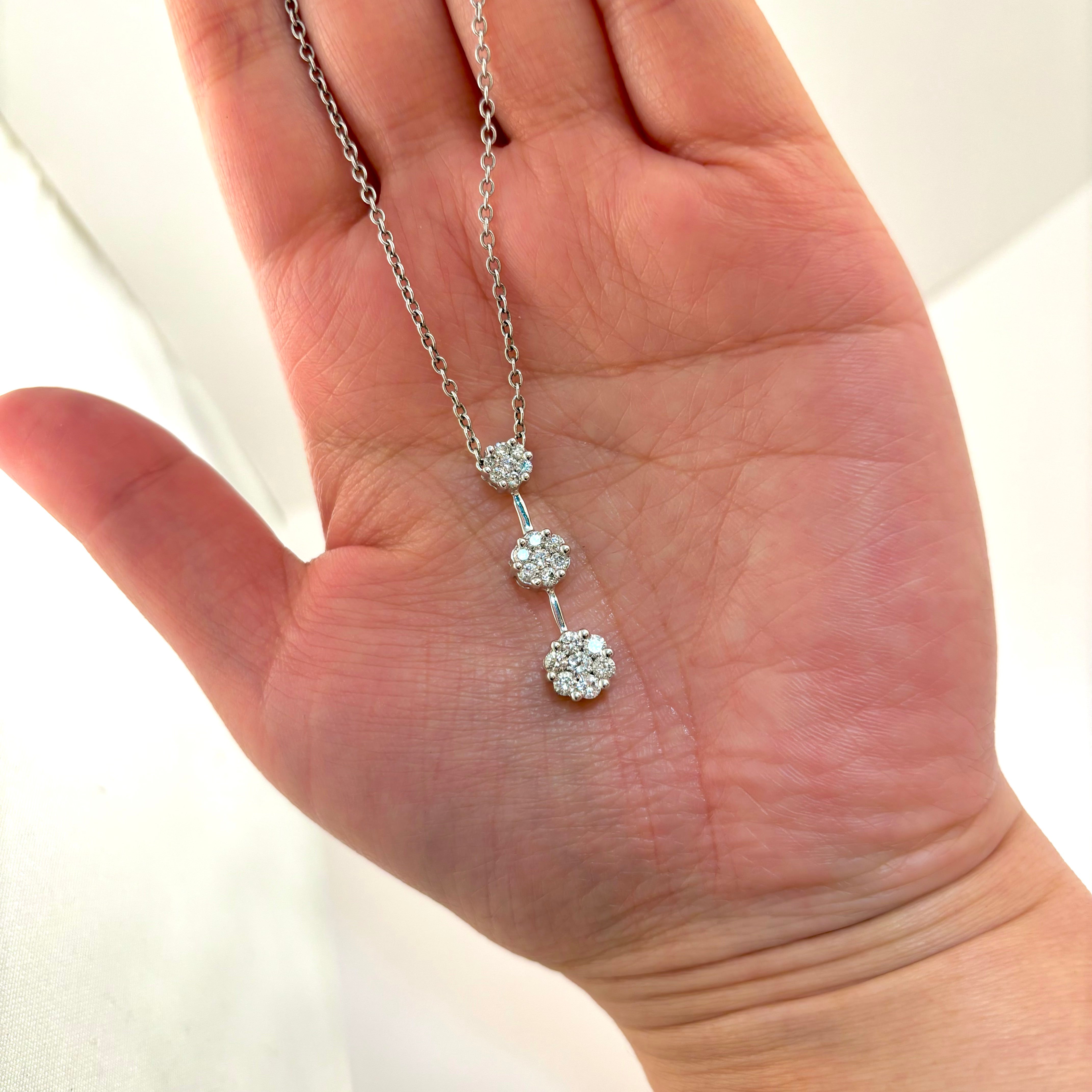 Platinum Diamond Necklace for Women | 0.98 Carat Total Weight | 16 Inch Chain | Elegant Wedding, Anniversary & Evening Party Jewelry Gift
