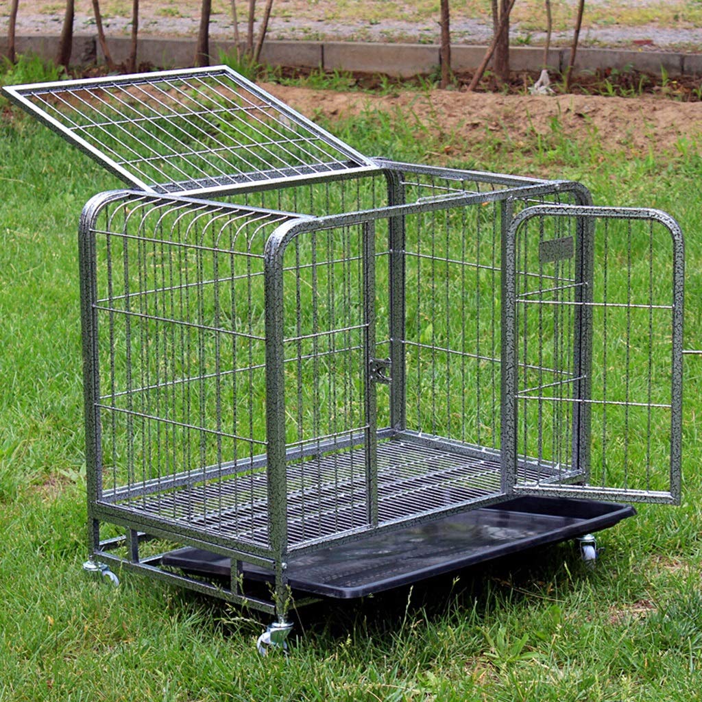 XXCCHH Large Silver Metal Dog Crate - Foldable Wire Kennel with Divider for Puppies & Pets | Indoor/Outdoor Use, Travel, Camping & Home Playpen