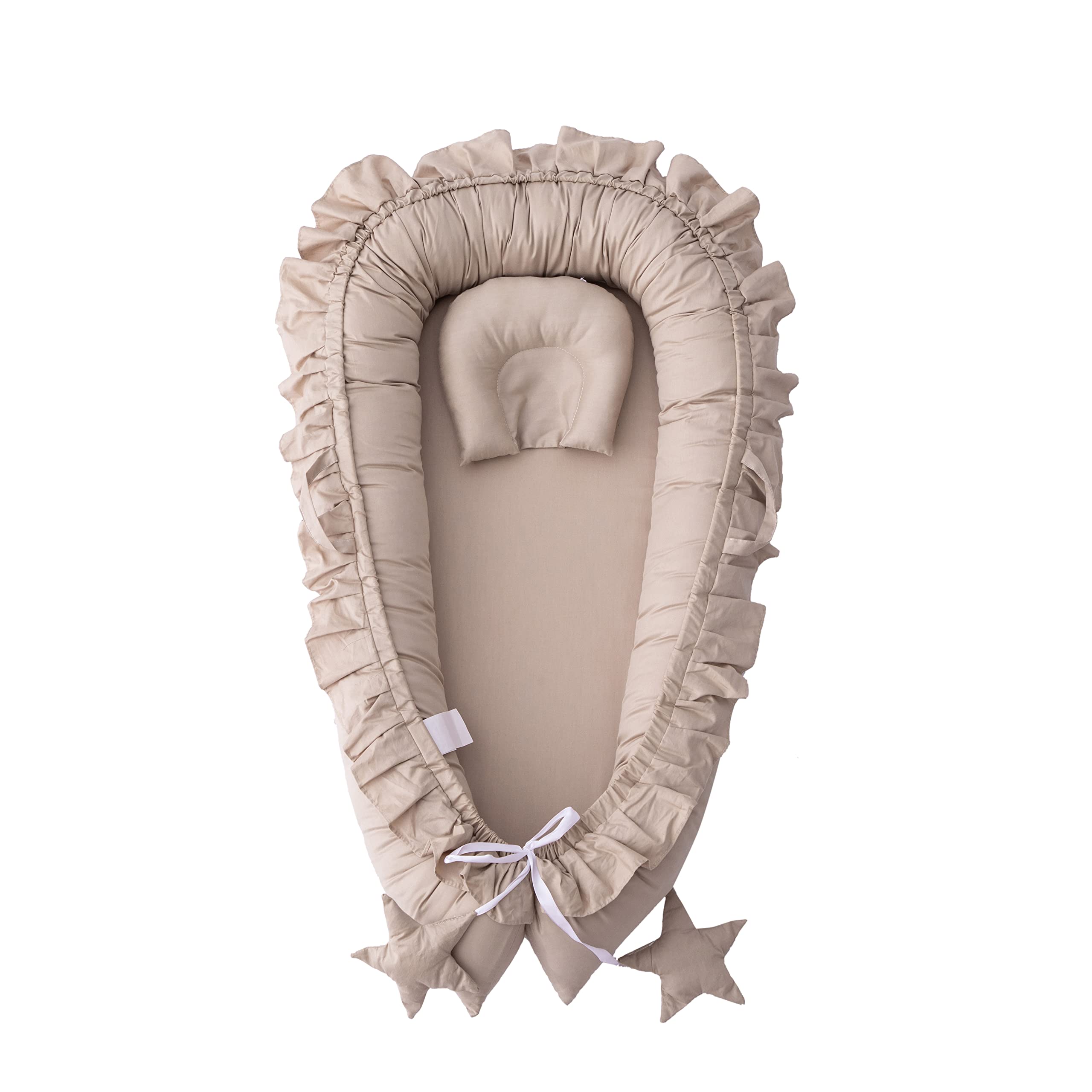 Organic Cotton Baby Lounger for Newborns 0-24 Months - Breathable, Portable Co-Sleeping Nest for Bed - Newborn Essentials (Milk Curry) | Perfect for Nursery, Travel & Breastfeeding Comfort