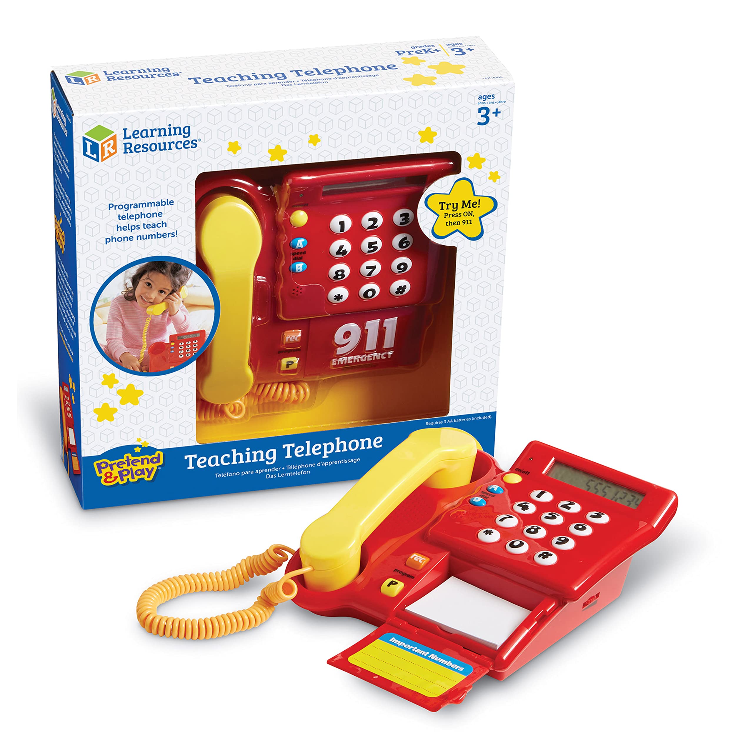 Learning Resources Teaching Telephone - Pretend Play Toy Phone for Kids Ages 3+, Develops Memory Skills with Pre-Recorded Greetings | Perfect for Preschool Learning, Role Play & Early Childhood Development Activities
